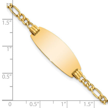 14K Halbmassiv Oval Id Figaro Armband