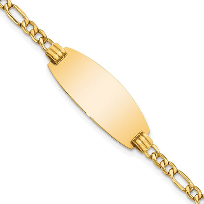14K Halbmassiv Oval Id Figaro Armband