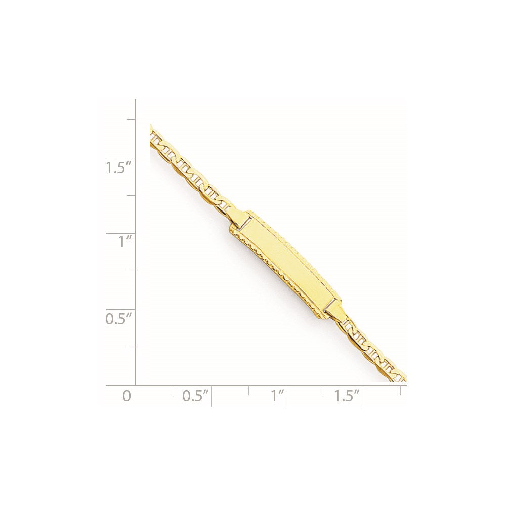 Massiv 14K Gelbgold Kinder Anker Glieder Id Armband