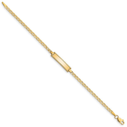 Massiv 14K Gelbgold Kinder Anker Glieder Id Armband