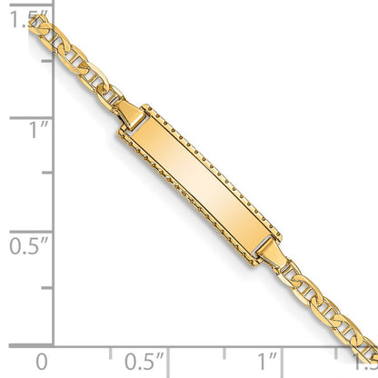 Massiv 14K Gelbgold Kinder Anker Glieder Id Armband