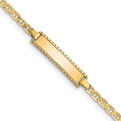 Massiv 14K Gelbgold Kinder Anker Glieder Id Armband