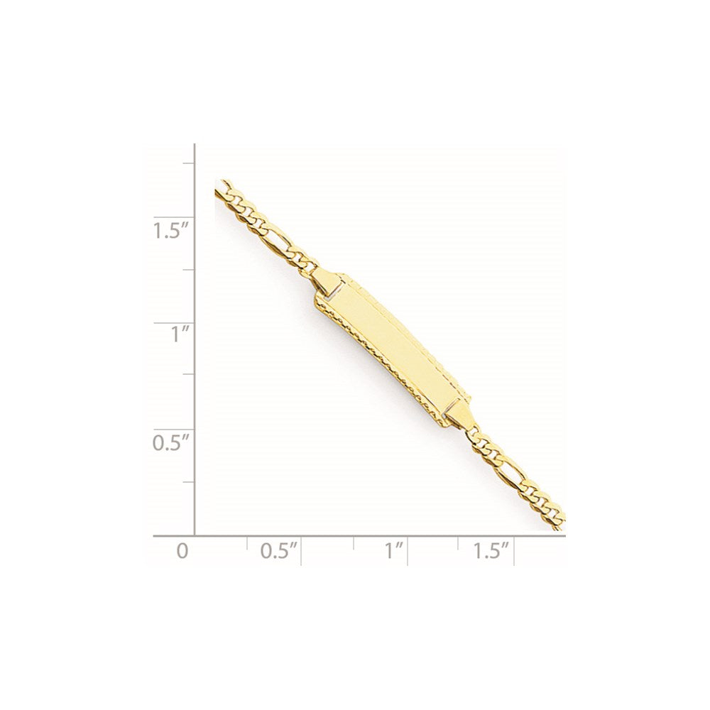 Massiv 14K Gelbgold Kinder Figaro Glieder Id Armband