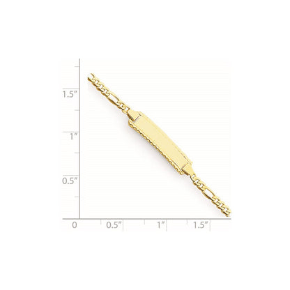 Massiv 14K Gelbgold Kinder Figaro Glieder Id Armband