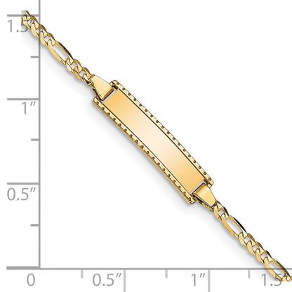 Massiv 14K Gelbgold Kinder Figaro Glieder Id Armband