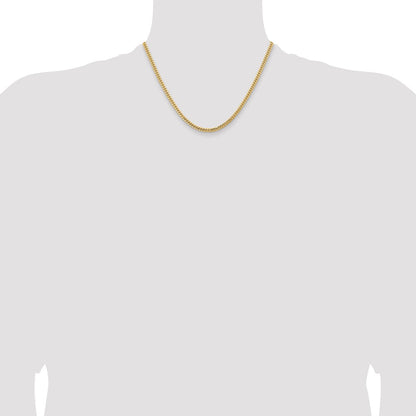14K Gelbgold 3.5mm Massiv Miami Kubanisch Glieder mit Karabinerverschluss Halskette
