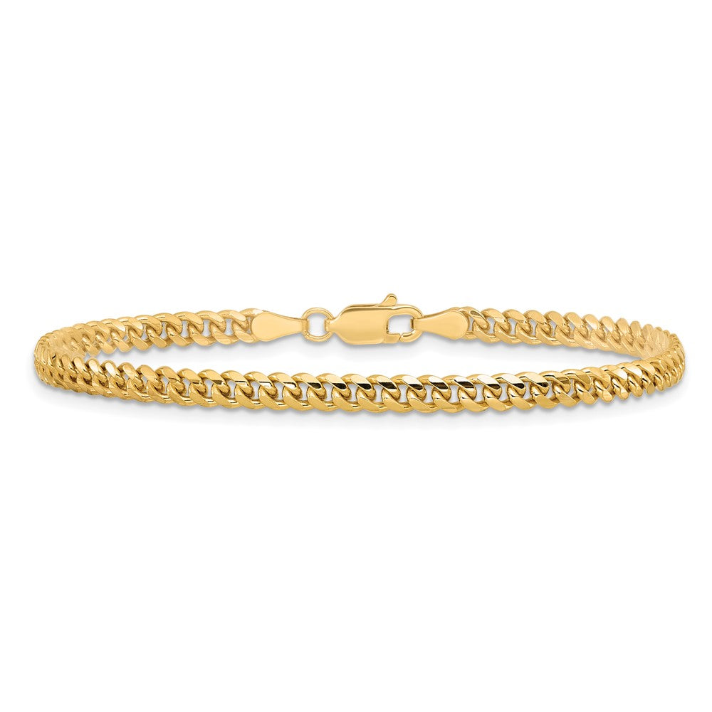 14K Gelbgold 3.5mm Massiv Miami Kubanisch Glieder mit Karabinerverschluss Gliederarmband