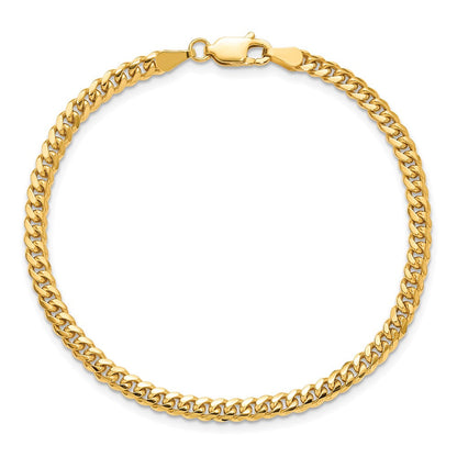 14K Gelbgold 3.5mm Massiv Miami Kubanisch Glieder mit Karabinerverschluss Gliederarmband