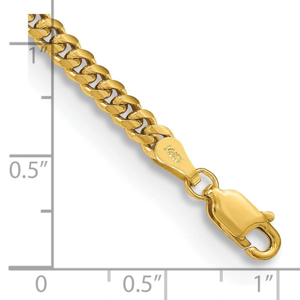 14K Gelbgold 3.5mm Massiv Miami Kubanisch Glieder mit Karabinerverschluss Gliederarmband