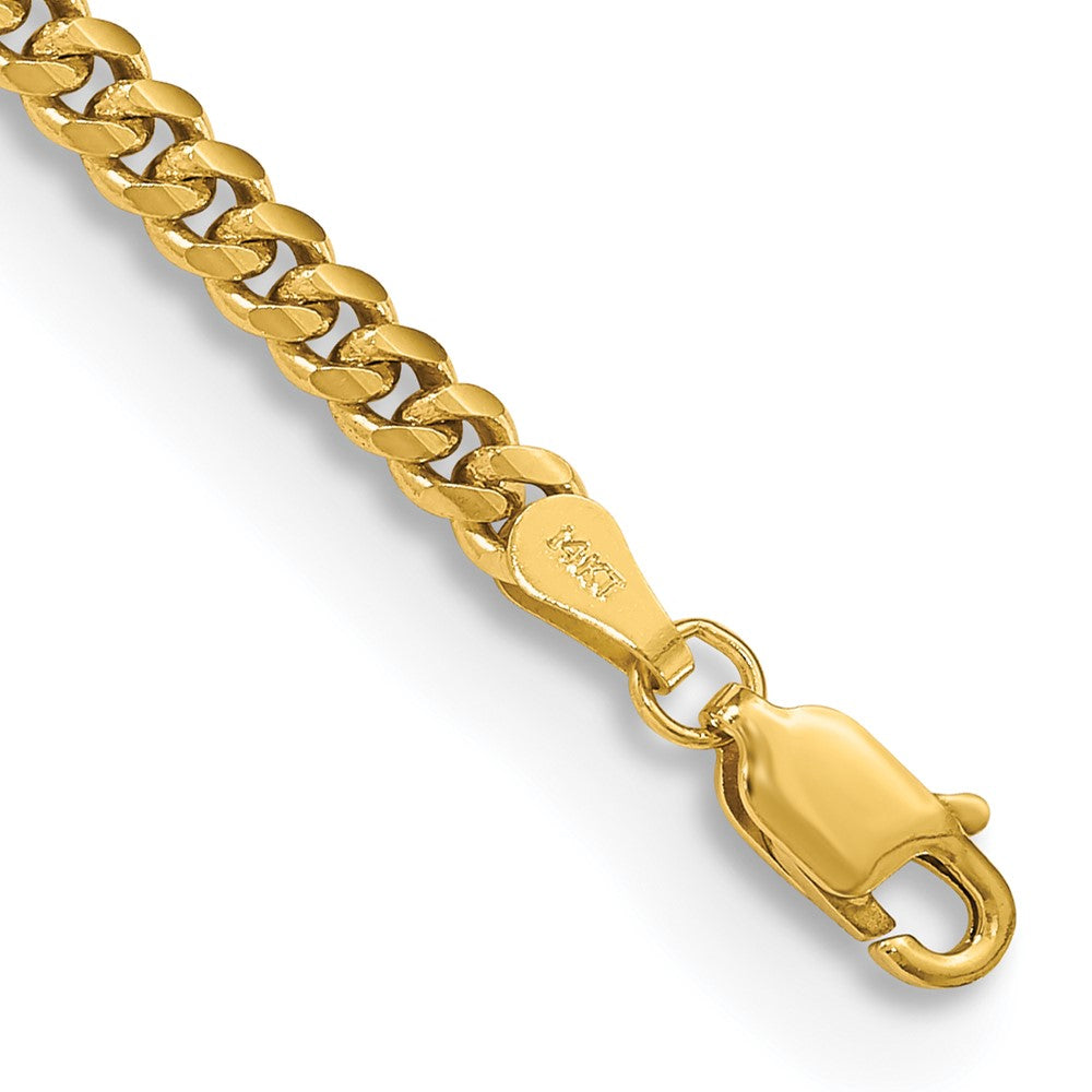 14K Gelbgold 3.5mm Massiv Miami Kubanisch Kette Fußkettchen