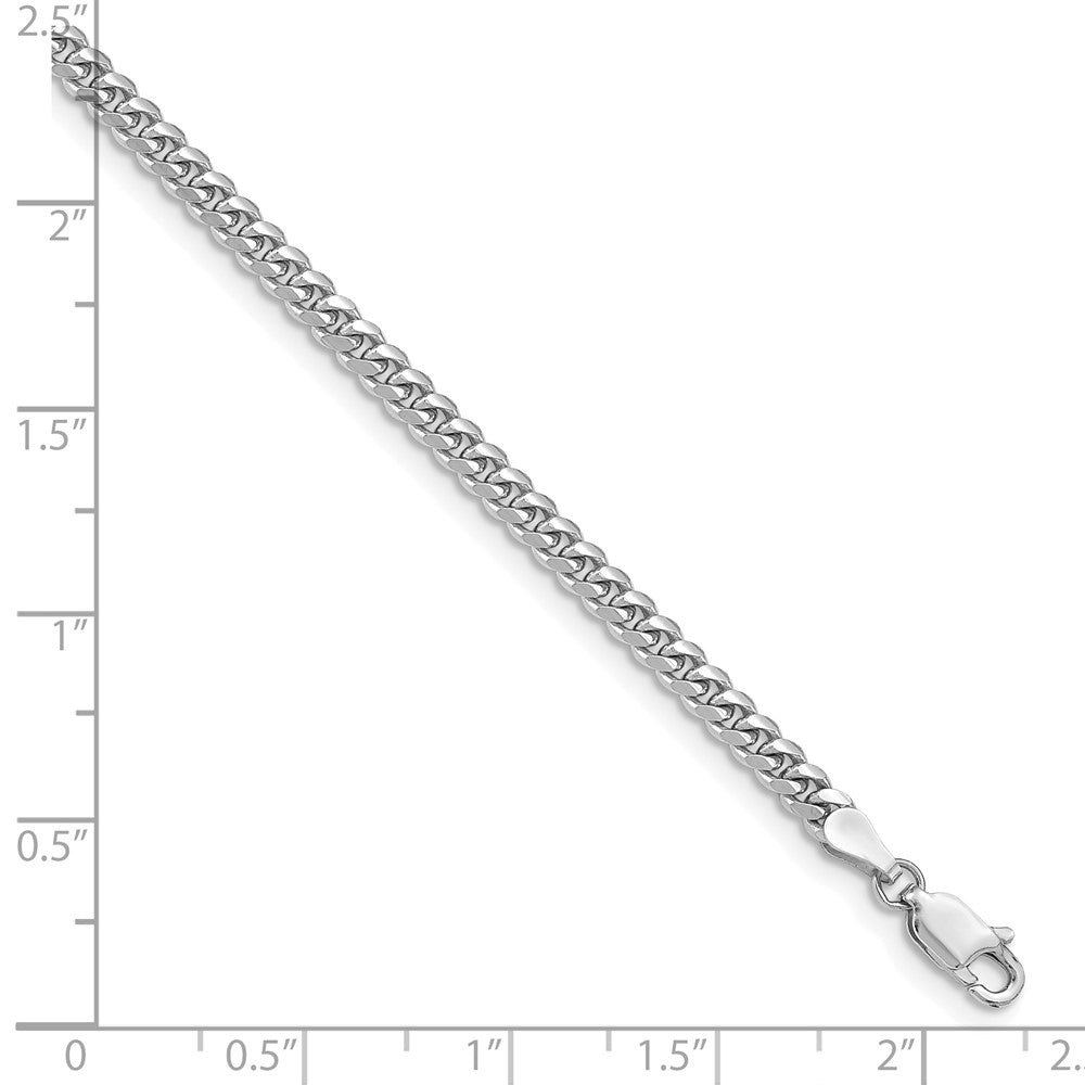 14K Weißgold Wg 3.5mm Massiv Miami Kubanisch Gliederarmband