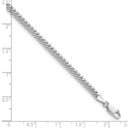14K Weißgold Wg 3.5mm Massiv Miami Kubanisch Gliederarmband