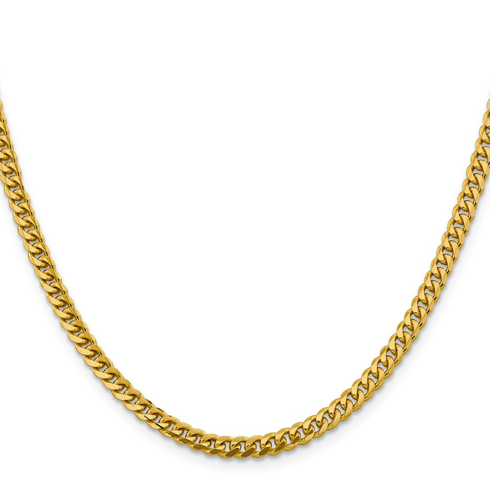 14K Gelbgold 4.25mm Massiv Miami Kubanisch Glieder mit Karabinerverschluss Halskette
