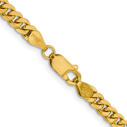 14K Gelbgold 4.25mm Massiv Miami Kubanisch Glieder mit Karabinerverschluss Halskette