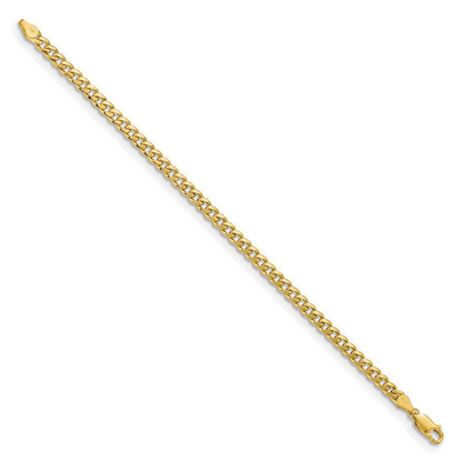 14K Gelbgold 4.25mm Massiv Miami Kubanisch Glieder mit Karabinerverschluss Gliederarmband