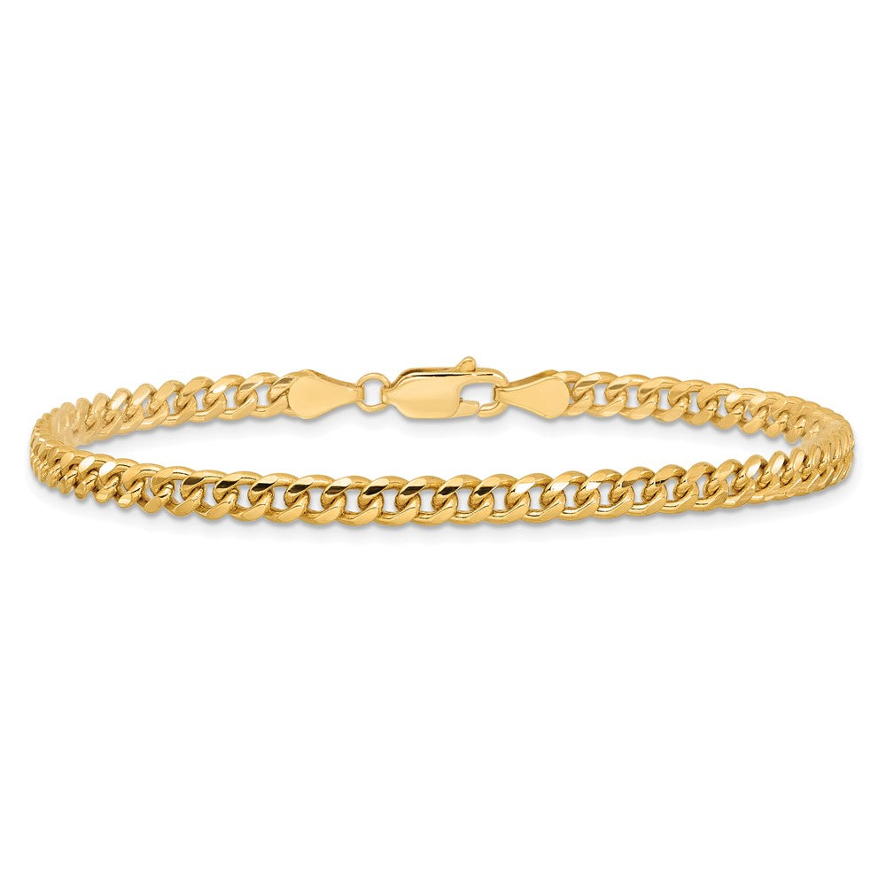 14K Gelbgold 4.25mm Massiv Miami Kubanisch Glieder mit Karabinerverschluss Gliederarmband