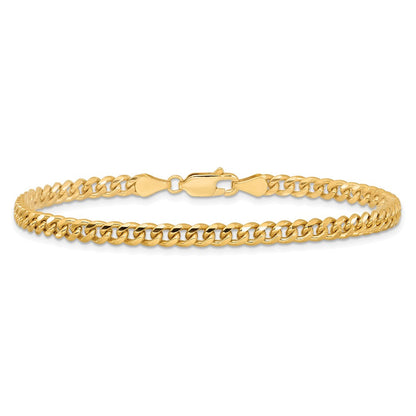 14K Gelbgold 4.25mm Massiv Miami Kubanisch Glieder mit Karabinerverschluss Gliederarmband