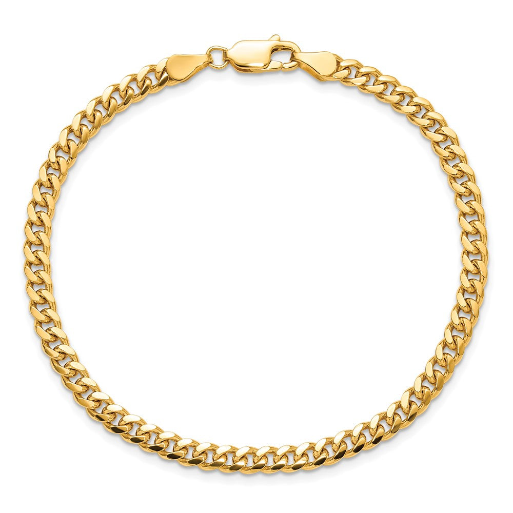 14K Gelbgold 4.25mm Massiv Miami Kubanisch Glieder mit Karabinerverschluss Gliederarmband