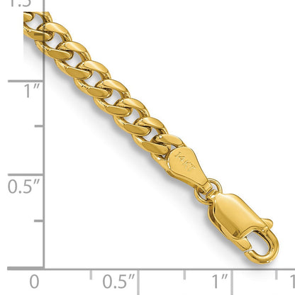 14K Gelbgold 4.25mm Massiv Miami Kubanisch Glieder mit Karabinerverschluss Gliederarmband