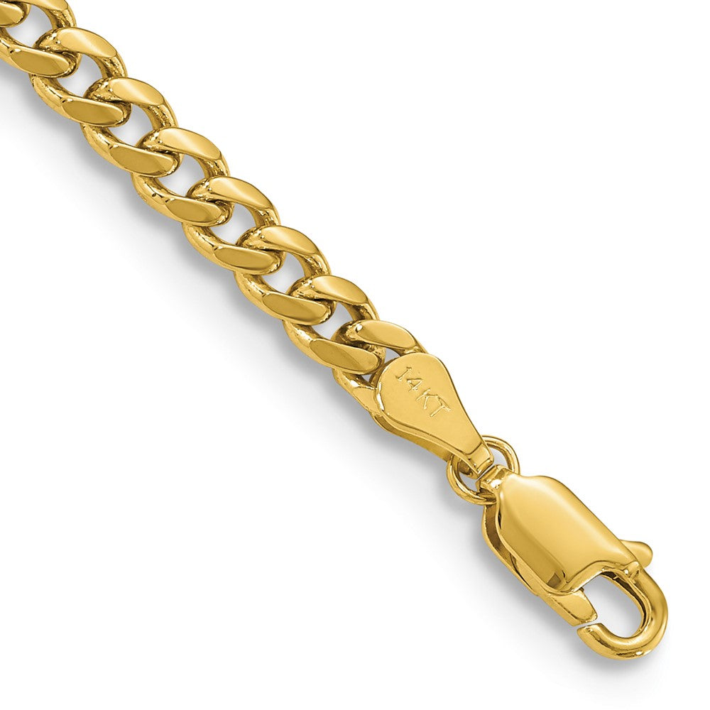 14K Gelbgold 4.25mm Massiv Miami Kubanisch Kette Fußkettchen