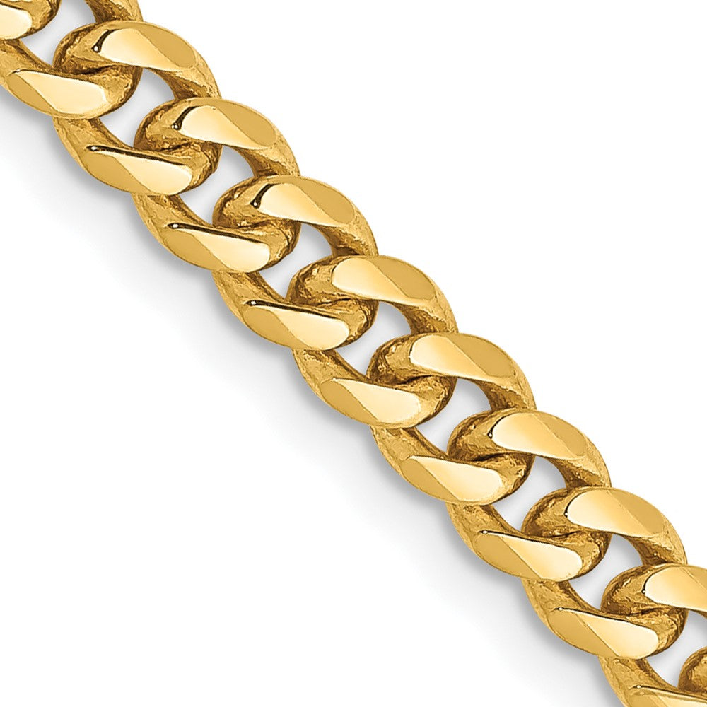 14K Gelbgold 4.25mm Massiv Miami Kubanisch Glieder mit Karabinerverschluss Halskette