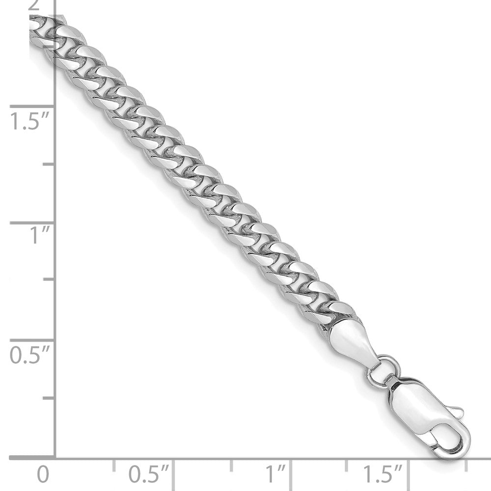 14K Weißgold Wg 4.25mm Massiv Miami Kubanisch Gliederarmband