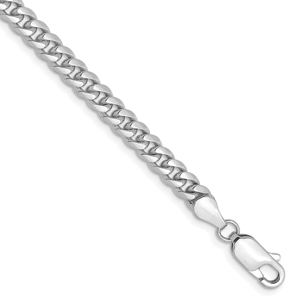 14K Weißgold Wg 4.25mm Massiv Miami Kubanisch Gliederarmband
