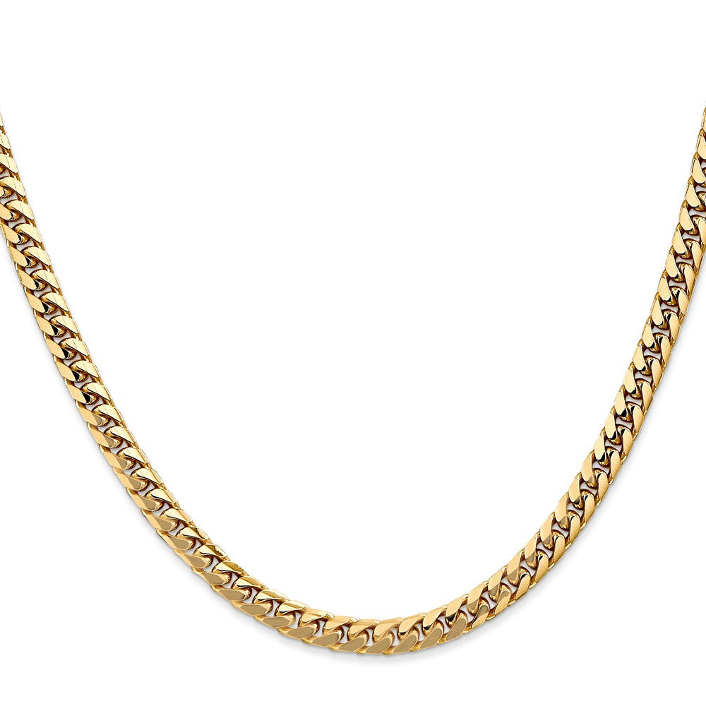 14K Gelbgold 4.3mm Massiv Miami Kubanisch Glieder mit Karabinerverschluss Halskette