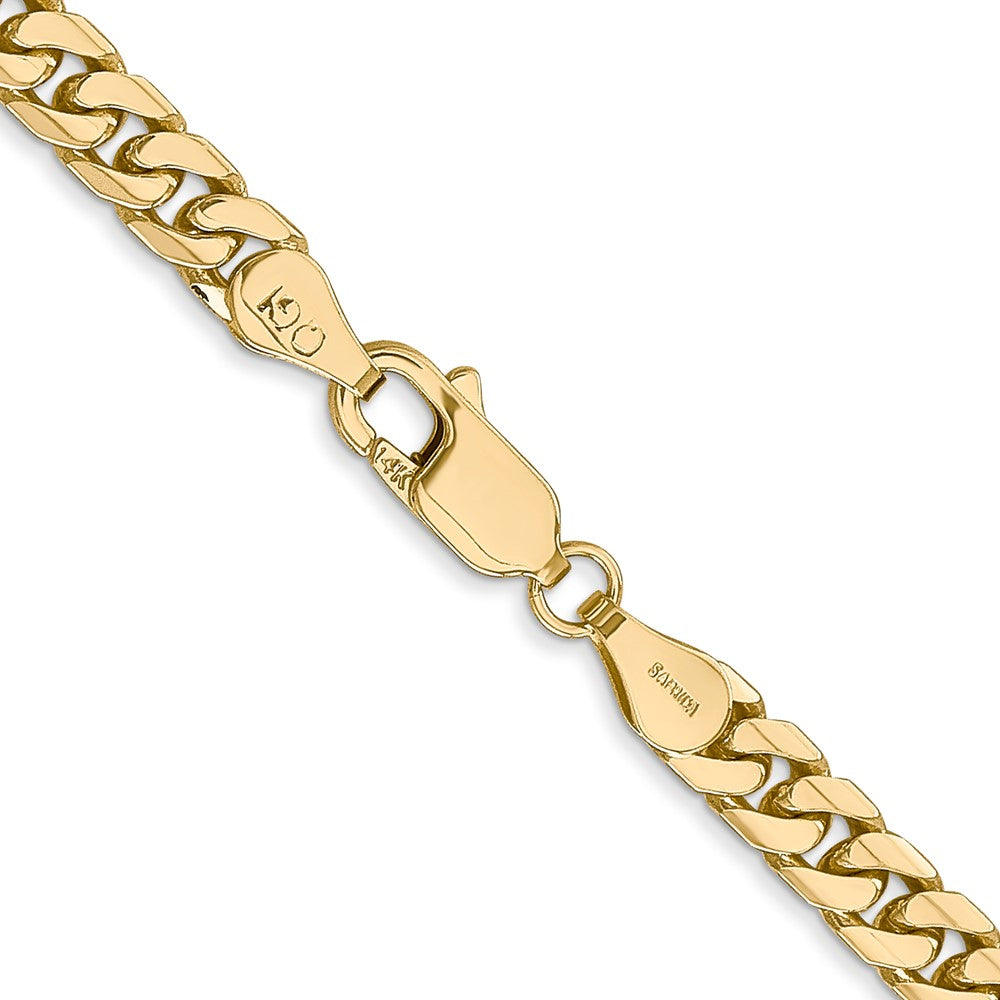 14K Gelbgold 4.3mm Massiv Miami Kubanisch Glieder mit Karabinerverschluss Halskette