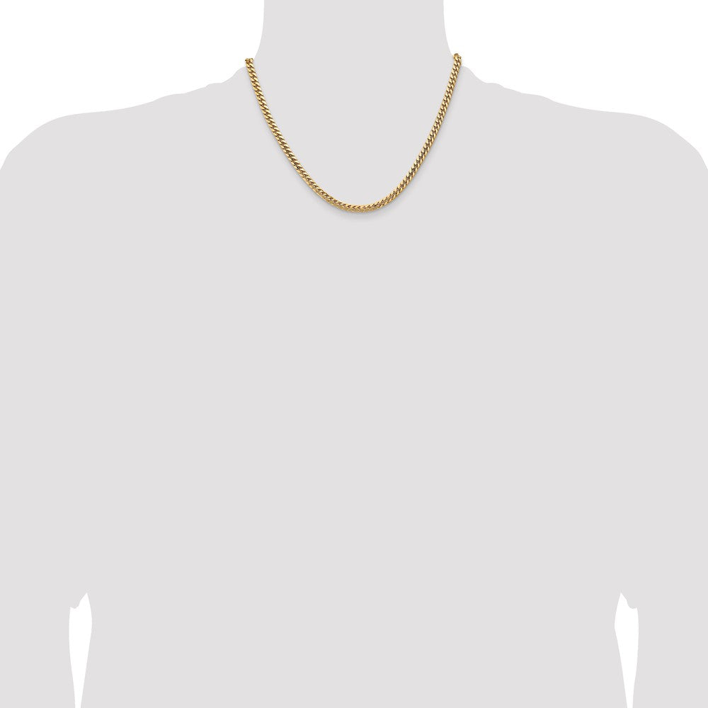 14K Gelbgold 4.3mm Massiv Miami Kubanisch Glieder mit Karabinerverschluss Halskette