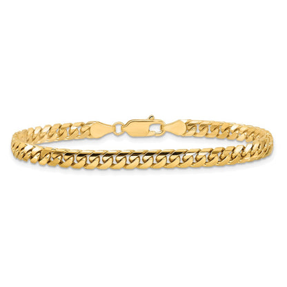 14K Gelbgold 4.3mm Massiv Miami Kubanisch Kette Fußkettchen