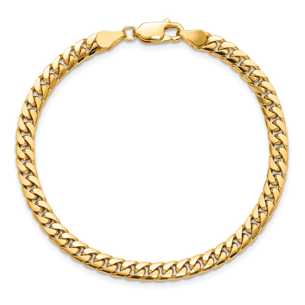 14K Gelbgold 4.3mm Massiv Miami Kubanisch Glieder mit Karabinerverschluss Gliederarmband