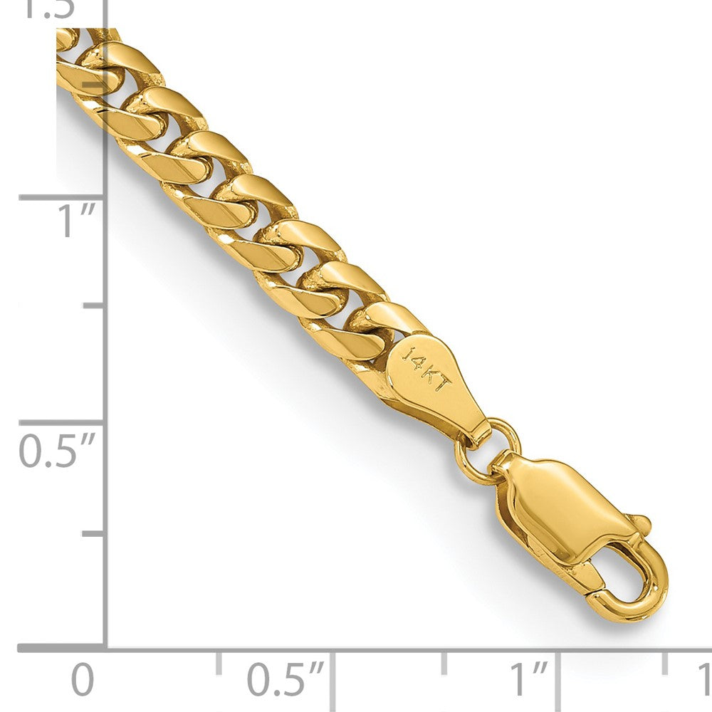 14K Gelbgold 4.3mm Massiv Miami Kubanisch Glieder mit Karabinerverschluss Gliederarmband