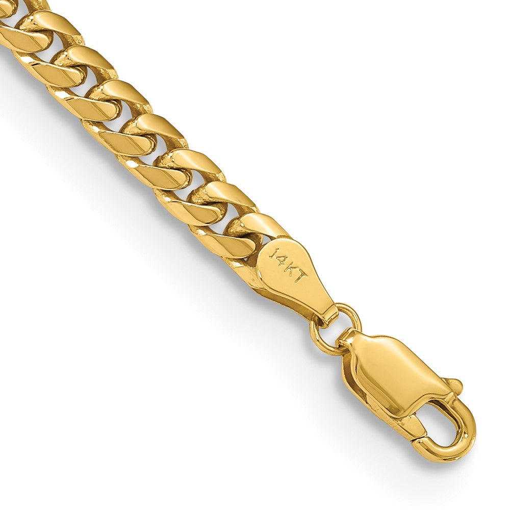 14K Gelbgold 4.3mm Massiv Miami Kubanisch Glieder mit Karabinerverschluss Gliederarmband