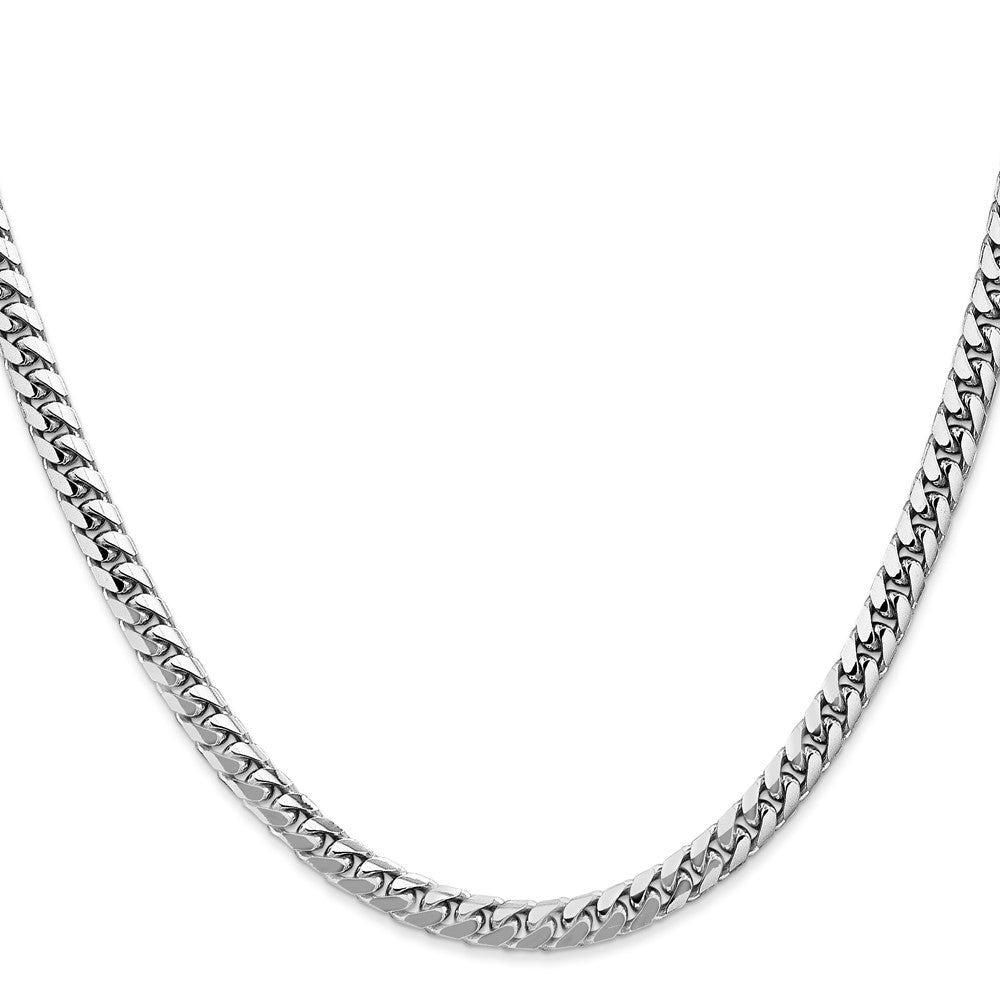 14K Weißgold 4.3mm Massiv Miami Kubanisch Glieder mit Karabinerverschluss Halskette