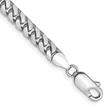 14K Weißgold 4.3mm Massiv Miami Kubanisch Glieder mit Karabinerverschluss Gliederarmband