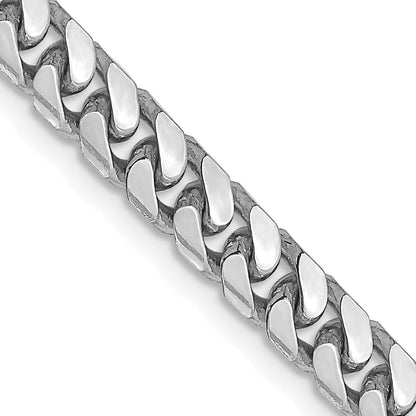 14K Weißgold 4.3mm Massiv Miami Kubanisch Glieder mit Karabinerverschluss Halskette