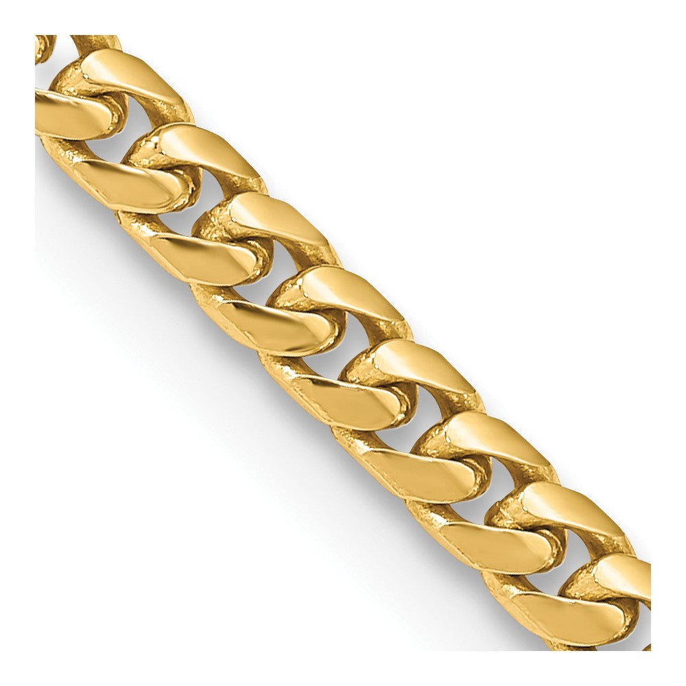 14K Gelbgold 4.3mm Massiv Miami Kubanisch Glieder mit Karabinerverschluss Halskette