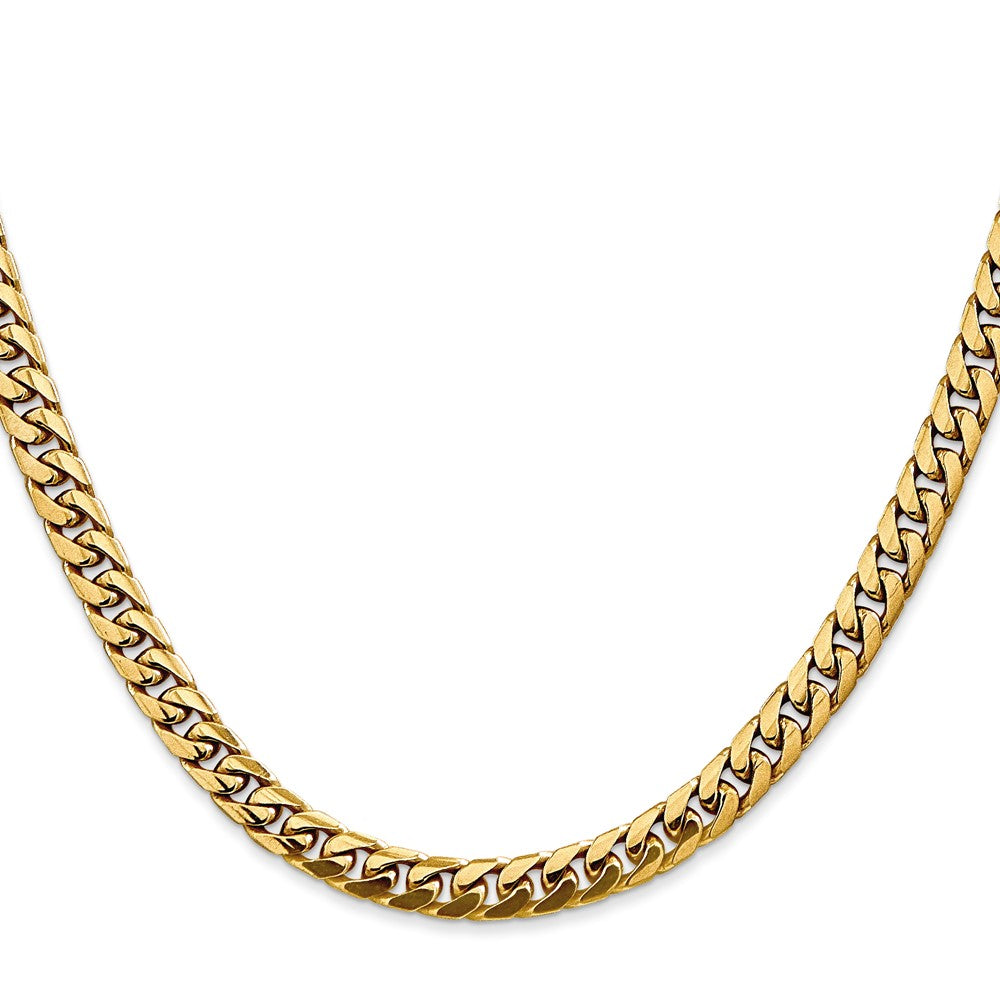 14K Gelbgold 5mm Massiv Miami Kubanisch Glieder mit Karabinerverschluss Halskette