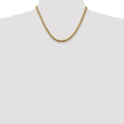 14K Gelbgold 5mm Massiv Miami Kubanisch Glieder mit Karabinerverschluss Halskette
