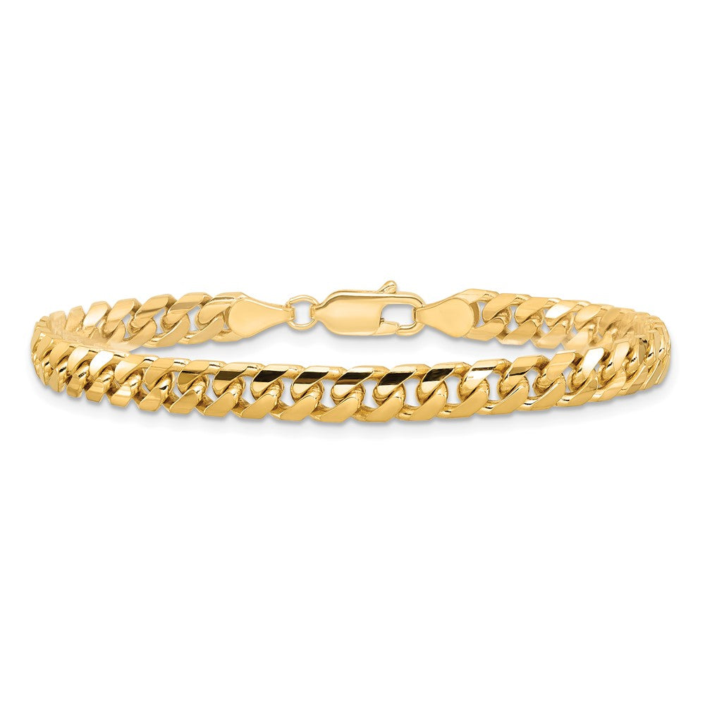 14K Gelbgold 5mm Massiv Miami Kubanisch Glieder mit Karabinerverschluss Gliederarmband