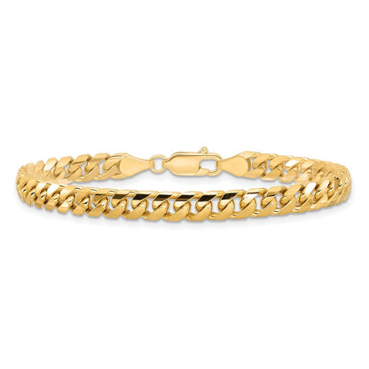 14K Gelbgold 5mm Massiv Miami Kubanisch Glieder mit Karabinerverschluss Gliederarmband