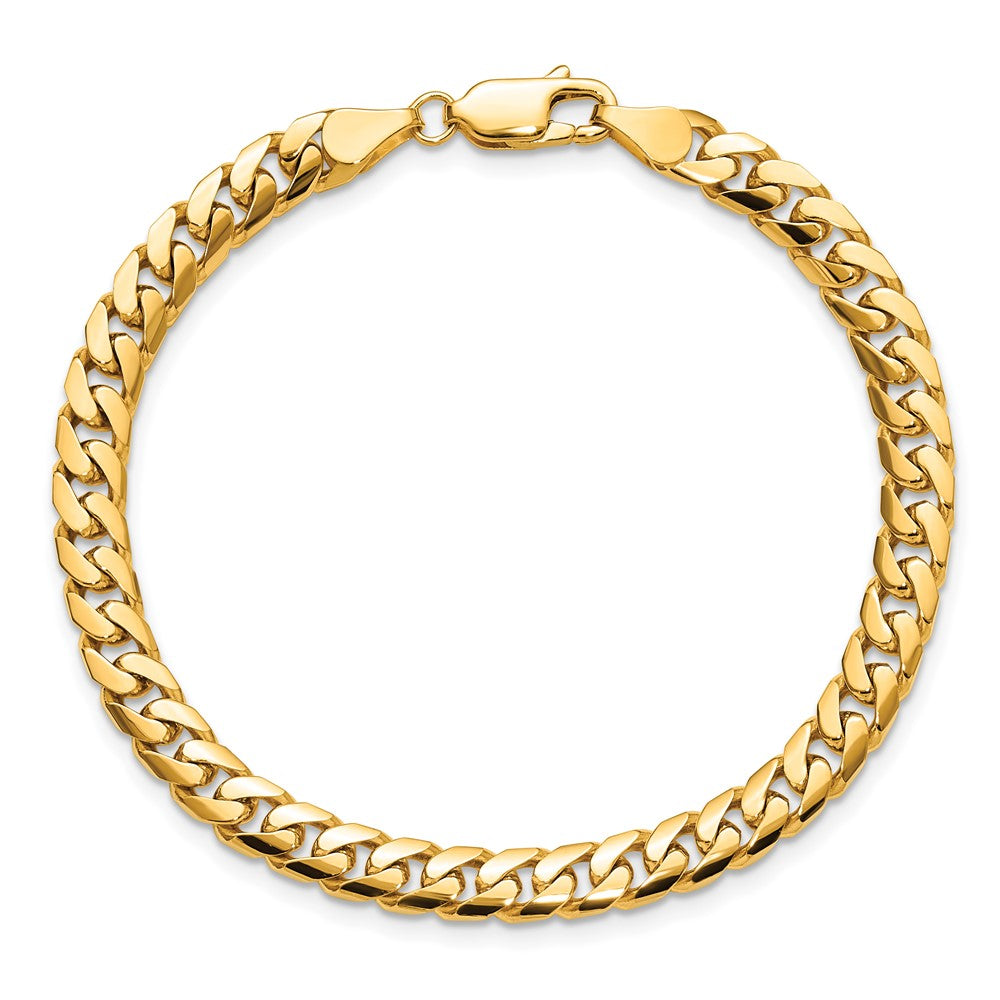 14K Gelbgold 5mm Massiv Miami Kubanisch Glieder mit Karabinerverschluss Gliederarmband
