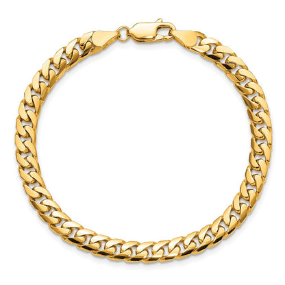 14K Gelbgold 5mm Massiv Miami Kubanisch Glieder mit Karabinerverschluss Gliederarmband