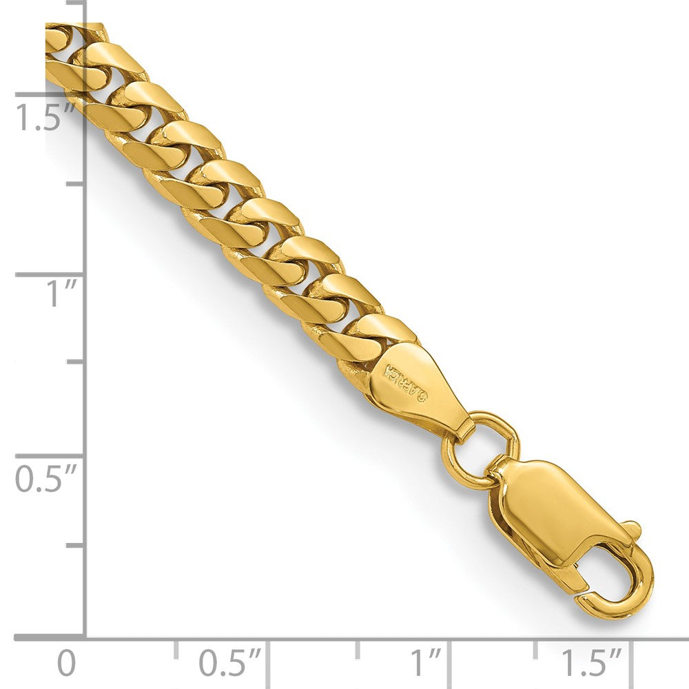 14K Gelbgold 5mm Massiv Miami Kubanisch Glieder mit Karabinerverschluss Gliederarmband
