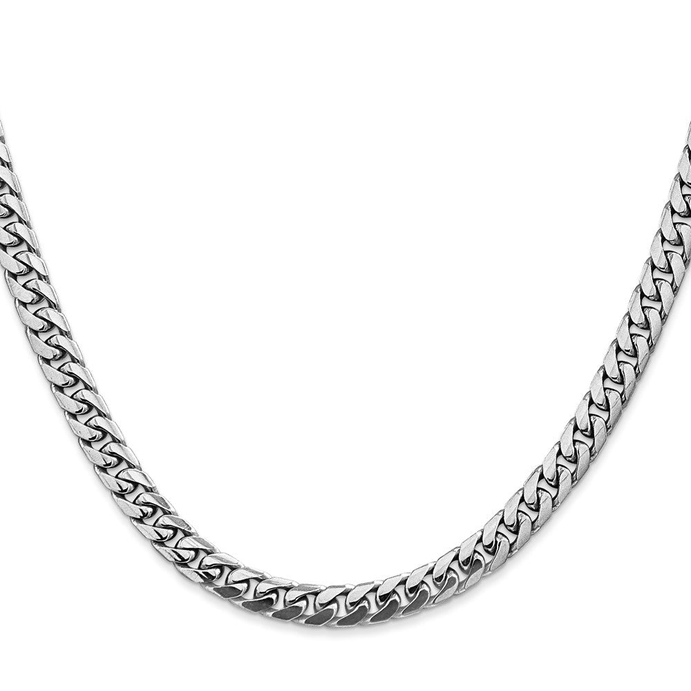 14K Weißgold 5mm Massiv Miami Kubanisch Glieder mit Karabinerverschluss Halskette