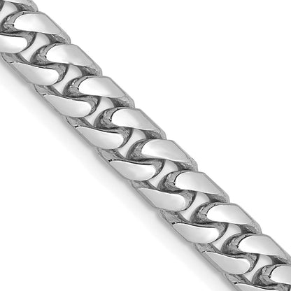 14K Weißgold 5mm Massiv Miami Kubanisch Glieder mit Karabinerverschluss Halskette