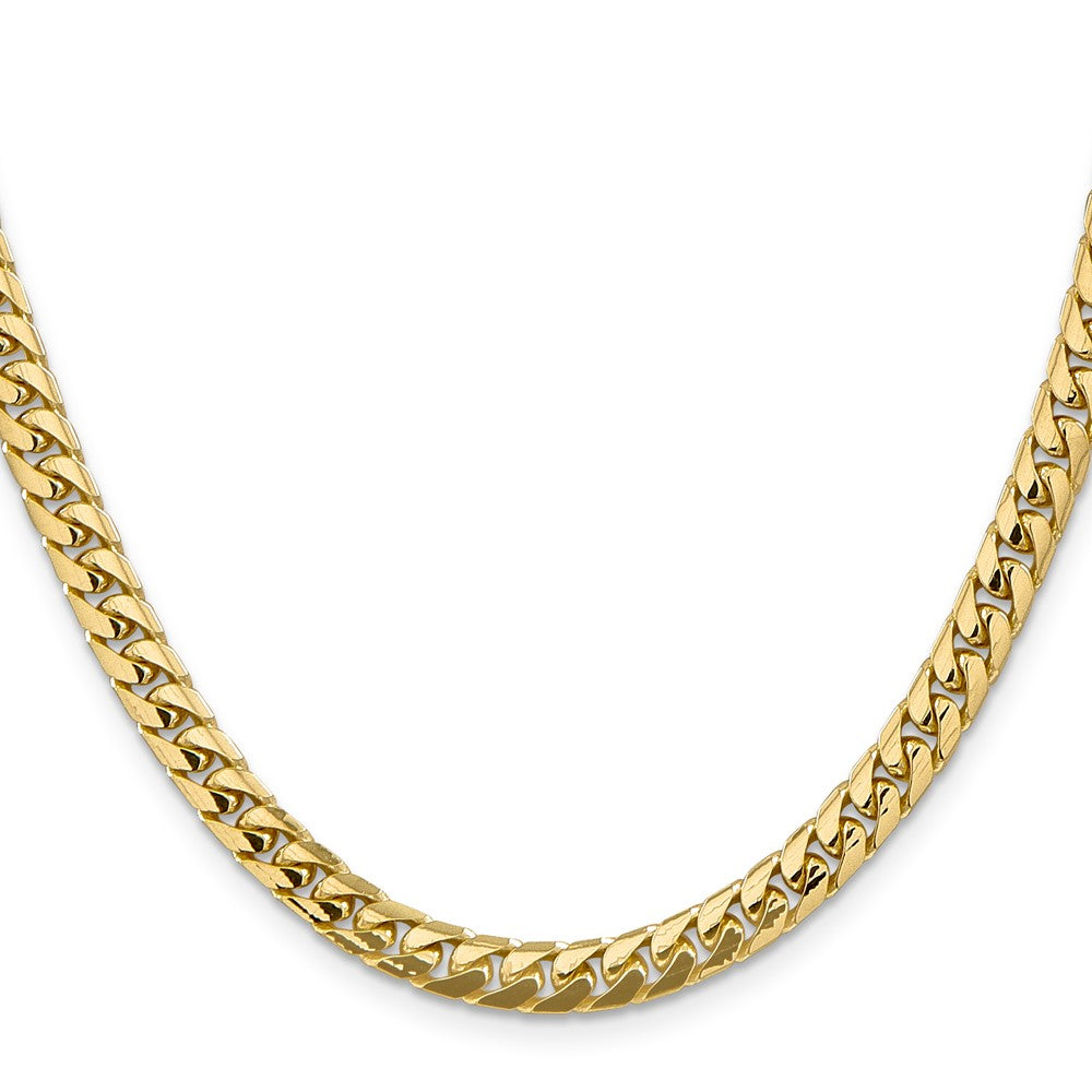 14K Gelbgold 5.5mm Massiv Miami Kubanisch Glieder mit Karabinerverschluss Halskette