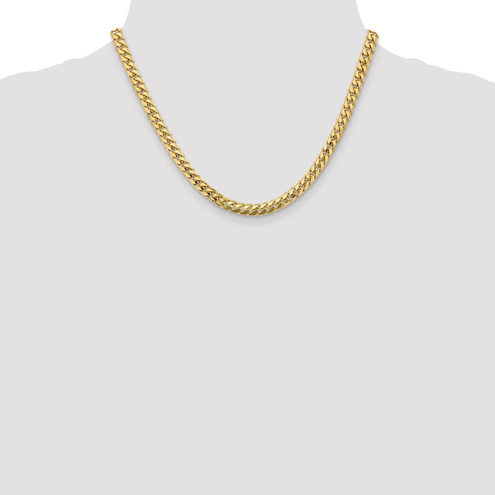 14K Gelbgold 5.5mm Massiv Miami Kubanisch Glieder mit Karabinerverschluss Halskette