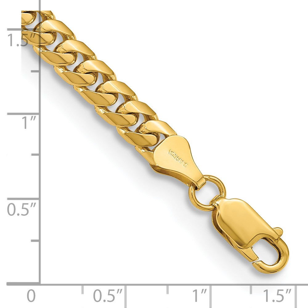 14K Gelbgold 5.5mm Massiv Miami Kubanisch Glieder mit Karabinerverschluss Gliederarmband